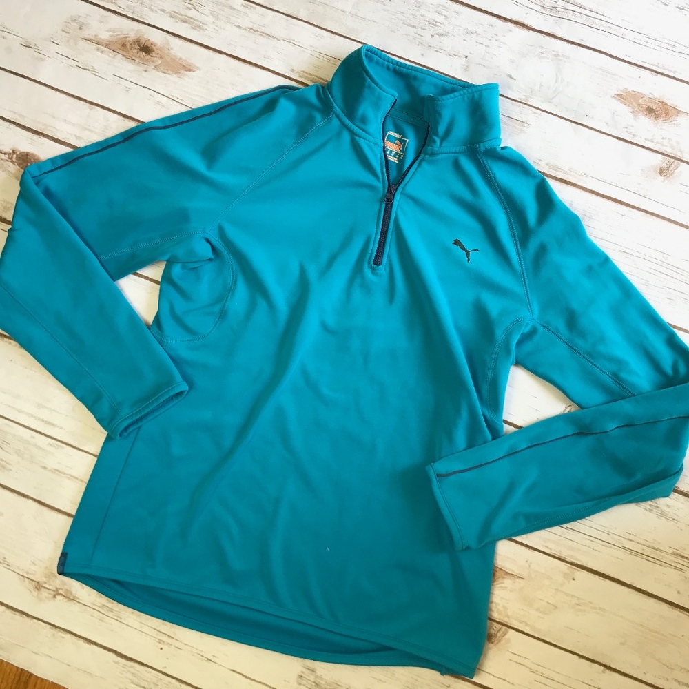PUMA Turquoise Half Zip PopOver Pullover Top Small Gorpcore